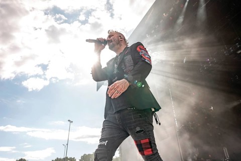 Singer Adam Gontier from the Canadian rock band Three Days Grace live on the Utopia Stage during