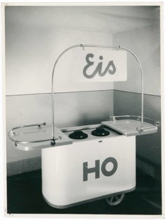 GDR, HO, DDR design, ice cream seller car with inscription, classic style and round shapes, around