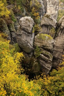 Autumn in the Elbe Sandstone Mountains in Saxon Switzerland, Lohmen, Saxony, Germany