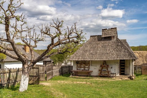 Historic traditional buildings in the ASTRA Museum of Traditional Folk Culture in Sibiu or Sibiu,