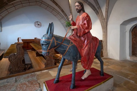 Palmesel around 1500, in the church of the Assumption of Mary, late Gothic hall church, 15th