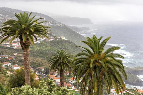 Landscape in the north of Tenerife with typical bad rain weather in El Sauzal, Spain