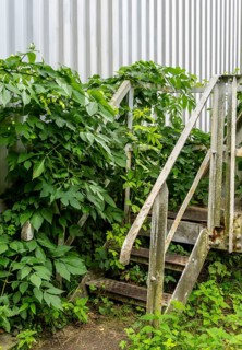 Stairway to the historic cable car station in Rüdersdorf Museum Park near Berlin, Brandenburg,