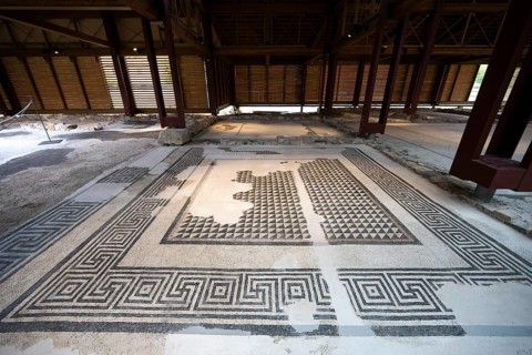 Ancient Roman villa with floor mosaic, Domus di Tito Macro, UNESCO World Heritage Site, Aquileia,