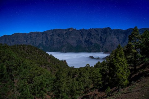 View of the Caldera de Taburiente. At night La Palma, Canary Islands, Spain