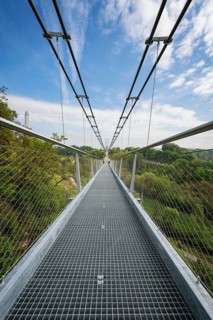 The Neckarline, a pedestrian suspension bridge up to 60 meters high with a wingspan of 606 meters