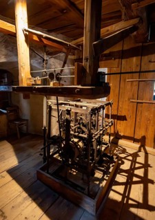 Historic clock in the clock tower, Hohenwerfen Fortress, Werfen, Pongau, Salzburg state, Austria