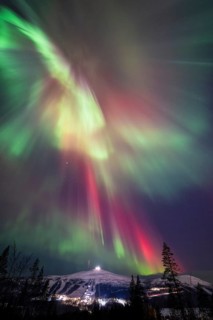 Northern Lights (Aurora borealis), Gällivare, Norrbotten, Lapland, Sweden, December 2024