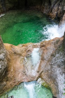 Waterfall in the Almbach Gorge near Ettenberg, Berchtesgadener Land, Bavaria, Germany