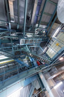 Nossener Brücke gas turbine CHP plant, gas turbine opened during regular maintenance, Dresden,