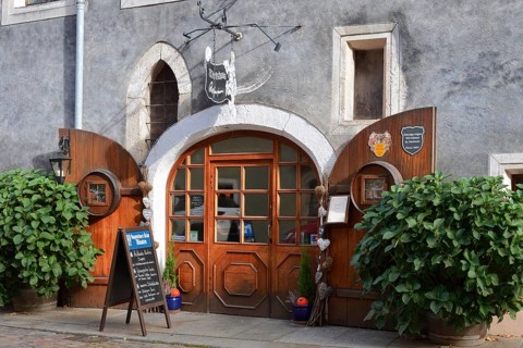Wirtshaus Refugium, Eingang, Pirna, Saxon Switzerland-Eastern Ore Mountains, Saxony, Germany
