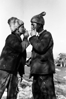 Historical aerial photograph, Faces of the Second World War, portrait of two Greek peasant boys