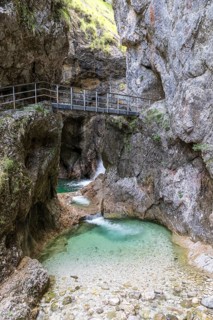 Hiking trail through the Almbach Gorge near Ettenberg, Berchtesgadener Land, Bavaria, Germany