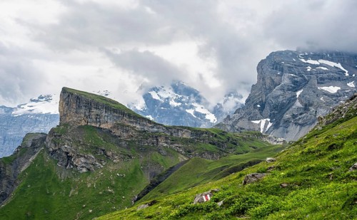 Cloudy mountain landscape, Rote Härd, Bernese Alps, Bernese Oberland, Switzerland