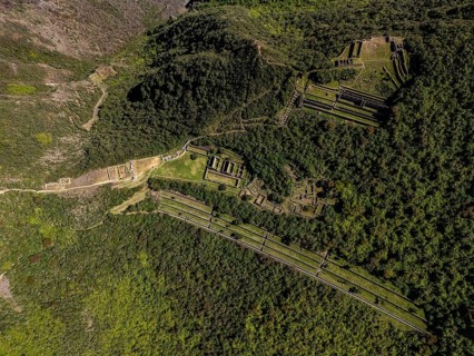 Historic Inca city, fortress, Choquequirao, also Choquequirau, in the mountain jungle, cultural,