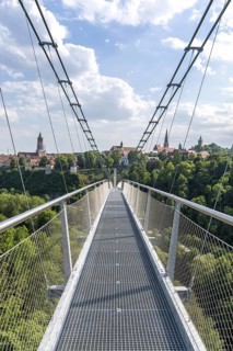 Neckarline suspension bridge over the Neckar in Rottweil, Germany