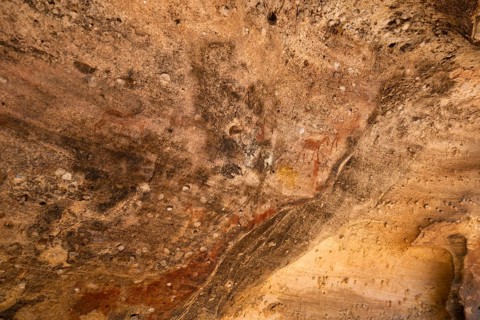 Prehistoric animal depictions, ancient rock carving of the San, indigenous people of South Africa,