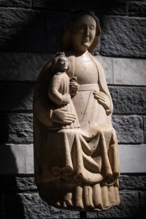 Virgin and Child sculpture, interior, Roman Catholic church of San Giovanni Battista, built in the