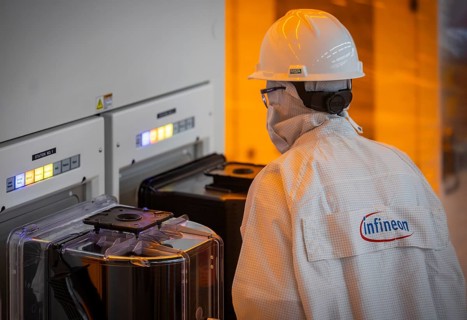 Clean room of Infineon Technologies AG's new Smart Power Fab in Dresden on June 10. The Smart Power