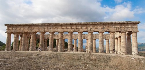 Unfinished temple of Segesta Antica without cella closed interior built around 430 BC in Greek
