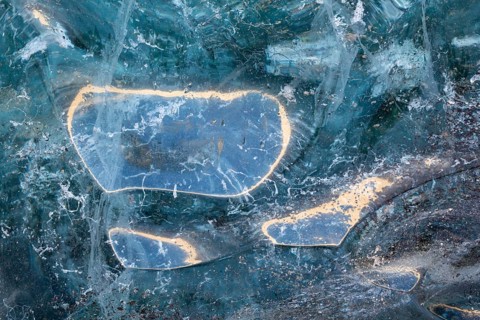 Structures in glacial ice, ice cave, glaciers, Vatnajökull, winter, Iceland, Scandinavia