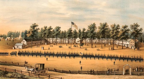 Belger Barracks, also known as Camp Belger, in Baltimore, Maryland, during the American Civil War,