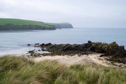 View of St Ninian's Isle, Shetland Islands, Scotland, Great Britain