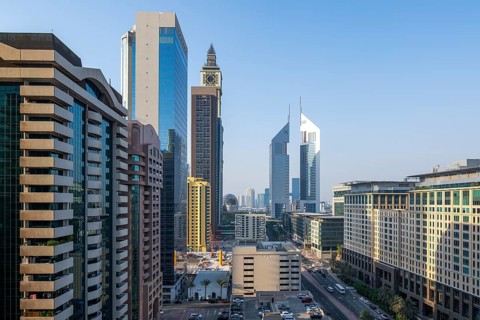 Al Yaqoub Tower and Emirates Towers, Dubai, United Arab Emirates, UAE