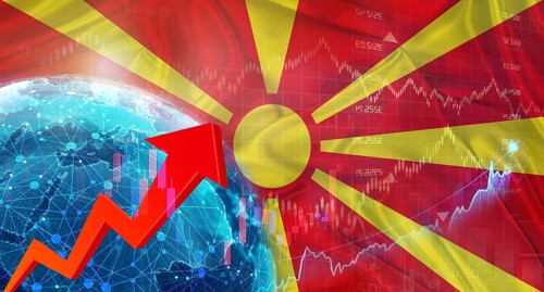 Global financial growth with North Macedonia flag. Financial growth with North Macedonia flag on