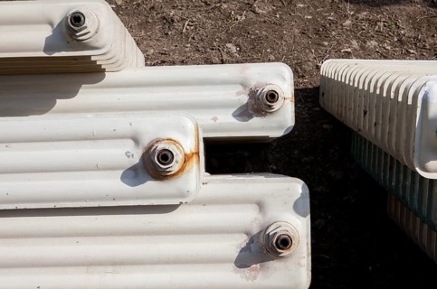 Old cast iron household radiators