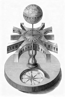 A portable universal sundial with an integrated globe and compass, attributed to James Ferguson,