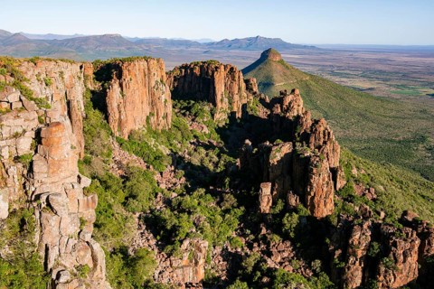 View of the Valley of Desolation, eroded rock needles from Dolorit, Camdeboo National Park,