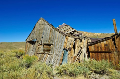 Bodie State Historical Park, wooden church in the former western town of Bodie, now ghost town,