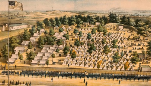 Camp Patterson Park in Baltimore, Maryland, from the time of the American Civil War in 1862,