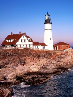 South Portland Head lighthouse on the coast of Maine, New England, USA, Maine, New England, USA