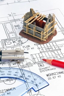 Construction plan for a residential building. Drawings and paintings by an architect, Austria