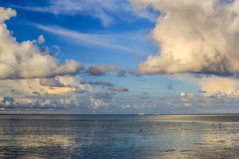 Nordseebad Schillig - Ebbe am Strand, East Frisia, Lower Saxony, Federal Republic of Germany