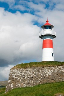 Denmark, Faroe Islands, Streymoy island, Thorshaven, lighthouse, Skansin fortress, Thorshavn, Faroe
