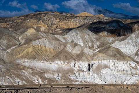 Mountain landscape, erosion landscape near Lo Manthang, Mustang, Upper Mustang, Himalayas, Nepal