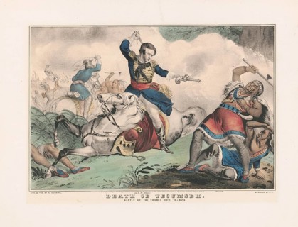Death of Shawnee Chief Tecumseh at the Battle of the Thames River on October 5, 1813 during the