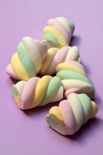Marshmallow, pastel coloured foam candy