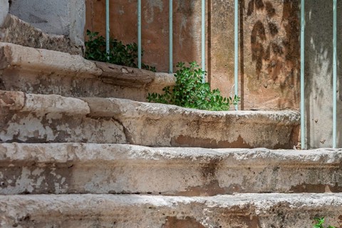 Old stone staircase with visible signs of wear and tear, Provence, France
