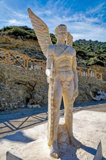 Statue of Icarus, son of Daidalos, Greek mythology, antiquity, legend, Agia Galini, Crete,