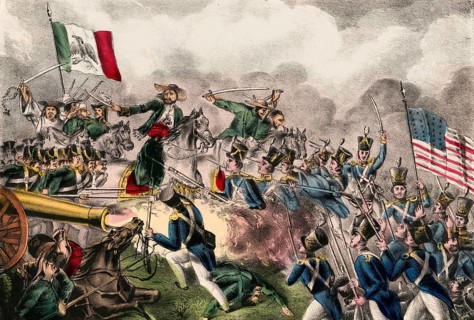 This lithograph depicts a scene from the Battle of Cerro Gordo on 18 April 1847 during the