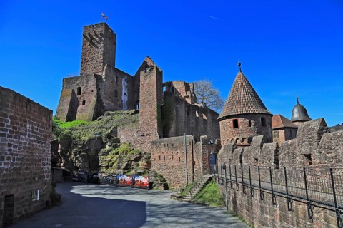 Wertheim Castle, ruin of a hill castle on a high, narrow mountain range between the two valleys of