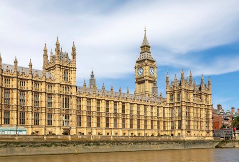 Palace of Westminster, Houses of Parliament, from River Thames, Westminster, London, England, UK
