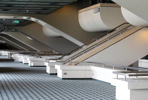 View of the vacant ICC, International Congress Center Berlin. The ICC has been added to the Berlin