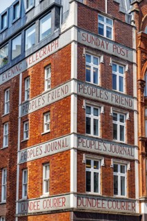 Carved stone lettering for titles including the Evening Telegraph, Sunday Post, People's Friend,