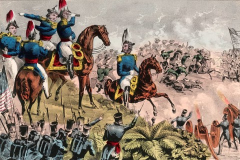 General Zachary Taylor during the Battle of Buena Vista on February 23, 1847 in the