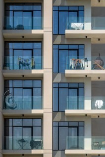 Apartment block with balconies, Dubai, United Arab Emirates, UAE